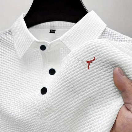 Men's Short Sleeve Summer T-Shirt with Ice Silk Lapel, Men's Top