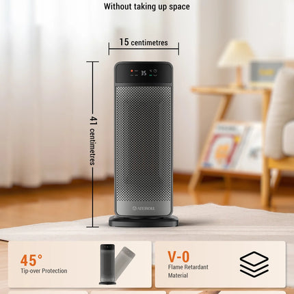 Portable Electric Heater with Remote Control 2000W PTC Ceramic Space Heater 16inch Oscillating Instant Warmth Quiet Air Blower Fan V0-Grade Fireproof Materials Overheat Protection Tilting Protection Home Appliance for Bedroom
