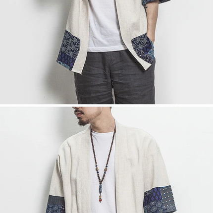 New Cotton Linen Shirt giacche uomo 2023Chinese Streetwear Kimono Shirt Coat Casual comodo Cardigan da uomo Plus Size 5XL