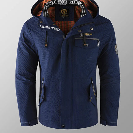 New Men's Trend Fashion Casual Windproof Waterproof Soft Shell Warm Coat Outdoor Sports Jogging Multi-Function Hooded Jacket