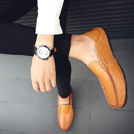 Scarpe da uomo Casual Luxury Summer Casual Leather Shoes Soft Low Platform Outdoor Light traspirante antiscivolo scarpe da guida nere