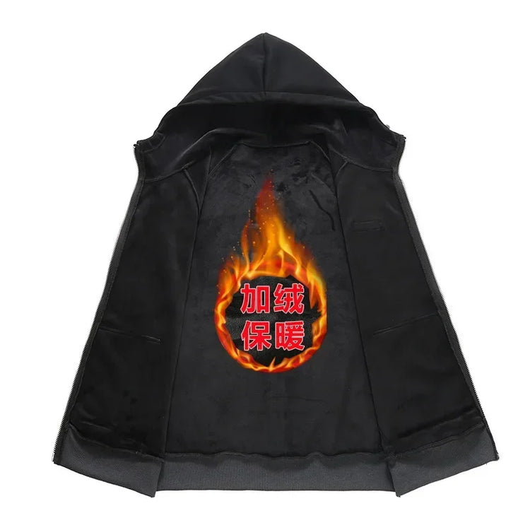 Big size thick hoodie set for men autumn winter casual plus size cardigan jacket hooded two-piece set 170kg 11xl suits for men