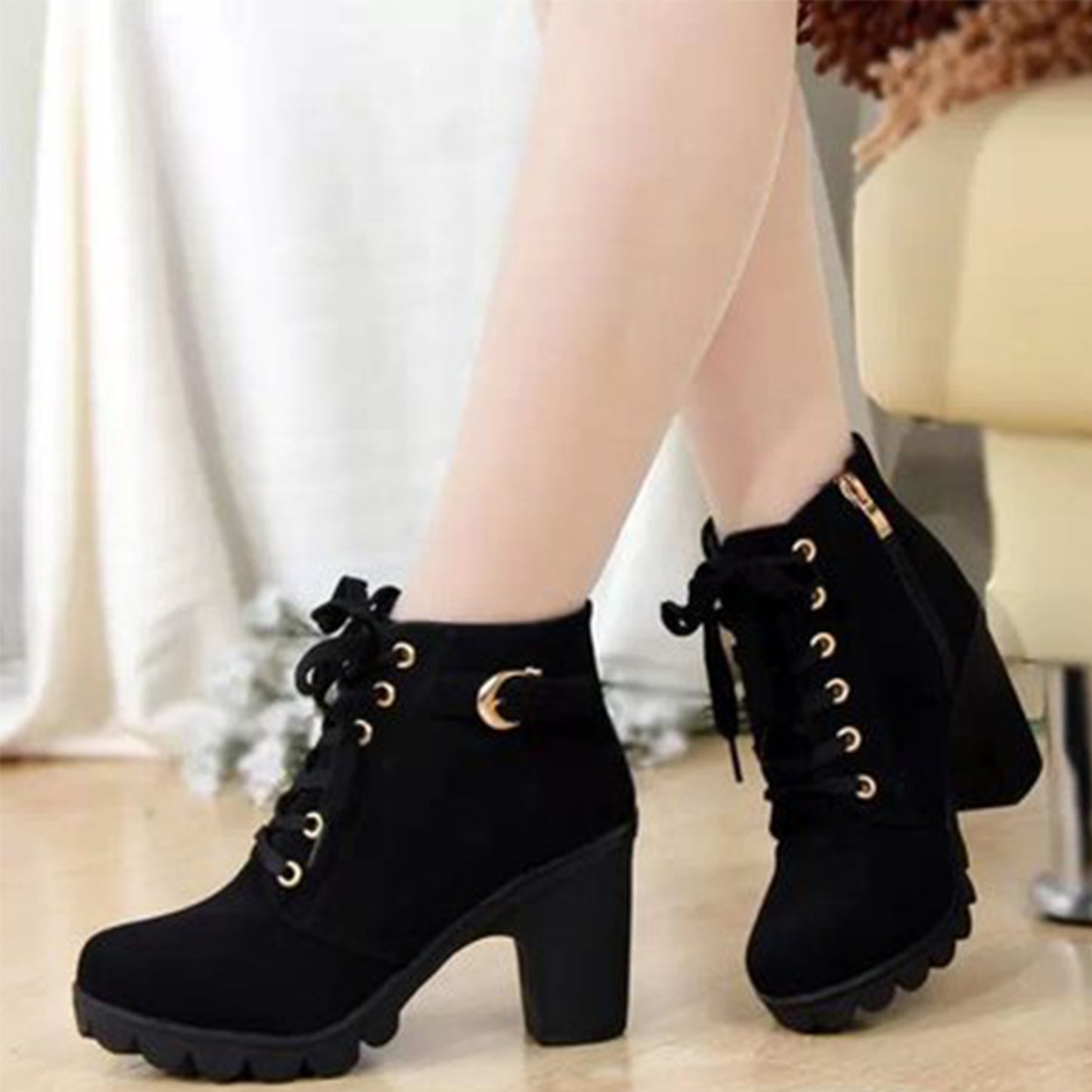 Women's Large Size Ankle Boots Autumn And Winter Cross-Strap Short Boots Gift for Christmas Birthday New Year