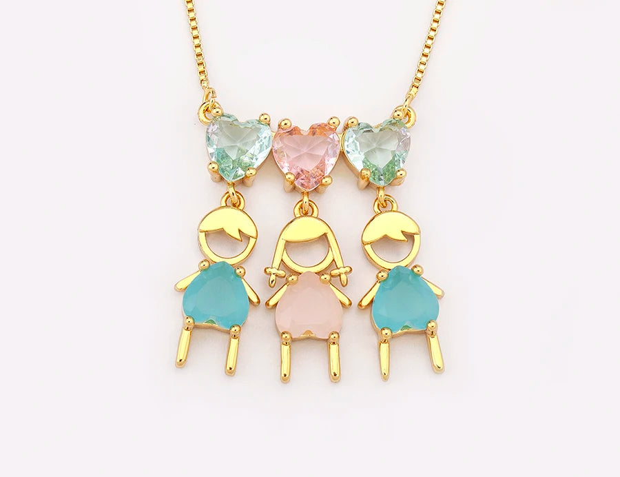 AIBEF Cuore Strass Ragazza e Ragazza Donna Ciondolo Collana Madre Cubic Zirconia Rame Dolce e Carino Gioielli Regalo di Fascino per Bambini