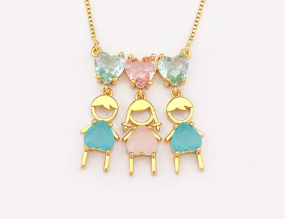 AIBEF Cuore Strass Ragazza e Ragazza Donna Ciondolo Collana Madre Cubic Zirconia Rame Dolce e Carino Gioielli Regalo di Fascino per Bambini