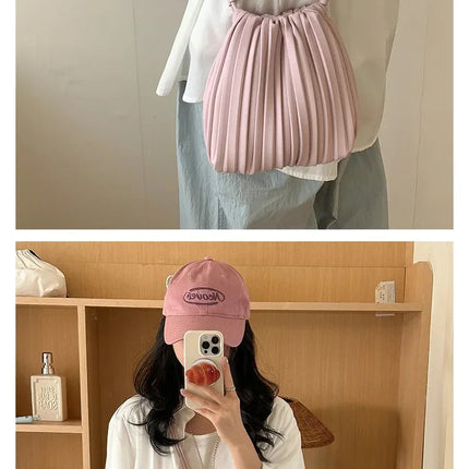 Summer Fashion New Crossbody Bag Women's PU Single Shoulder Mini Bag Luxury Versatile Pleated Casual Small Square Bag Handbags PlatiNum