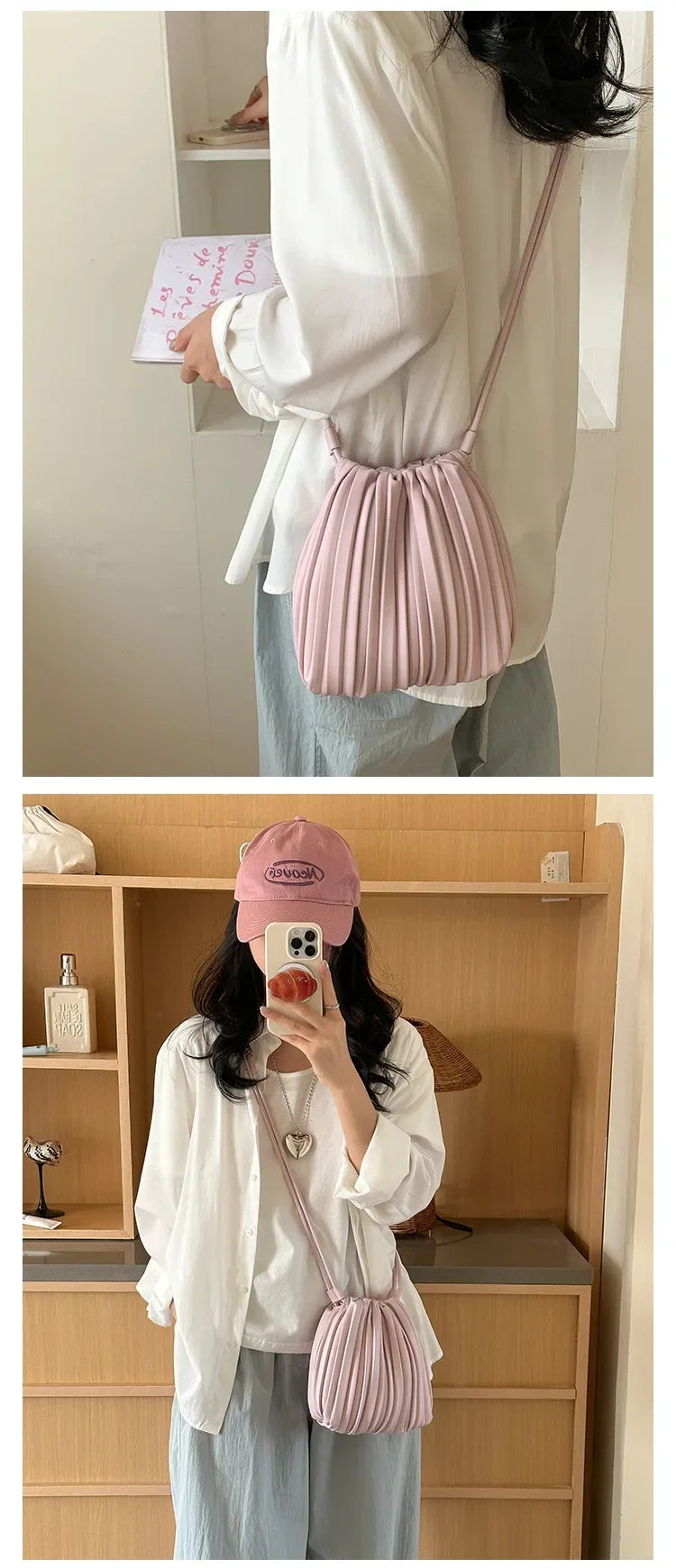 Summer Fashion New Crossbody Bag Women's PU Single Shoulder Mini Bag Luxury Versatile Pleated Casual Small Square Bag Handbags PlatiNum
