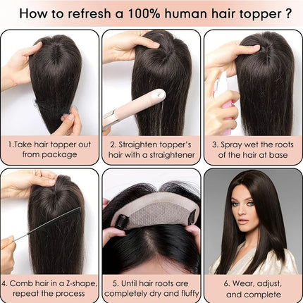 No Clip-in Real Human Hair Topper Weightless Black Air Bangs Cover Sparse Hair Seams Patches 2x9cm #3 Net Human Hair Pieces