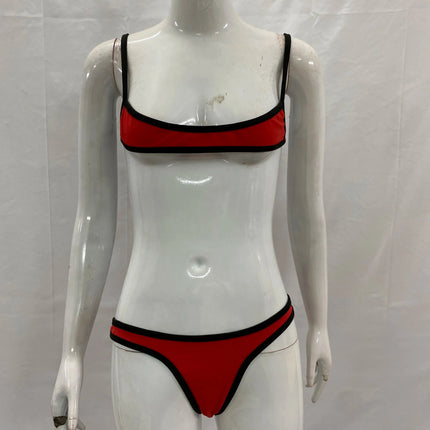 Moda americana tinta unita bikini sexy set costume da bagno da donna patch costume da bagno pantaloni caldi set estate casual moda di nicchia stile Y2k platinumshop