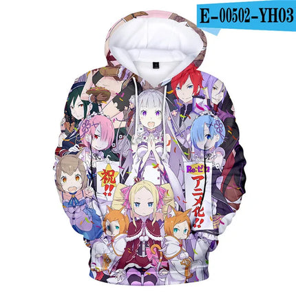 Harajuku Hip Hop Comfortable Re ZERO Rem Ram 3D print Hoodies Sweatshirts Men/Women Sweatshirt Adult/Child Casual Pullovers