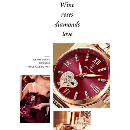 POEDAGAR Orologi di lusso da donna Orologio da donna impermeabile con data luminosa in acciaio inossidabile Orologio da polso da donna al quarzo alla moda elegante platinumshop