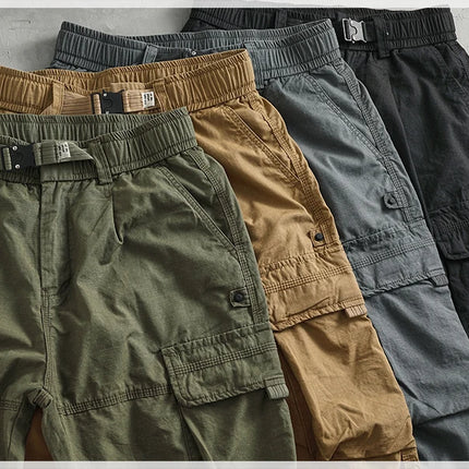 Men's corset casual pants loose 3D vertical cut retro military style outdoor scratch resistant multi-pocket cargo pants