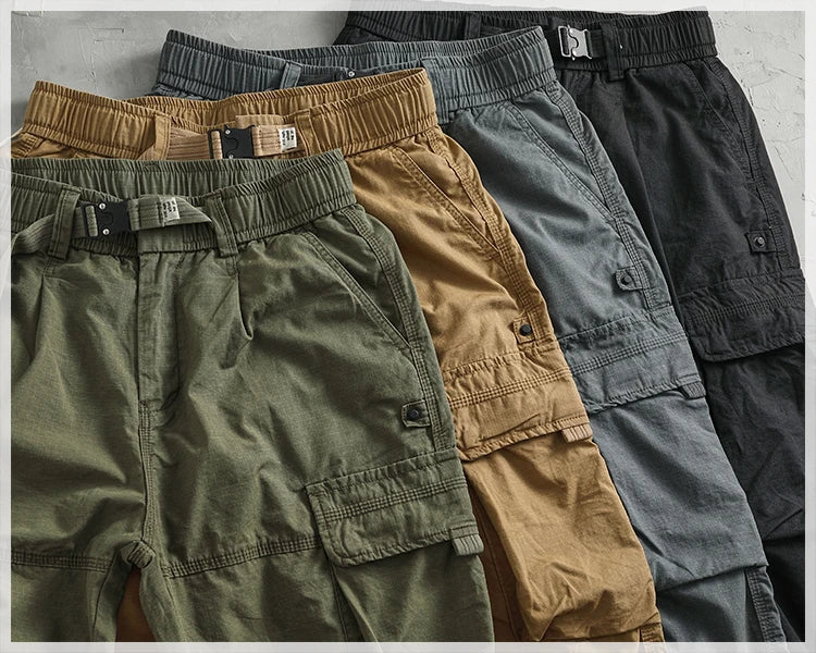 Men's corset casual pants loose 3D vertical cut retro military style outdoor scratch resistant multi-pocket cargo pants