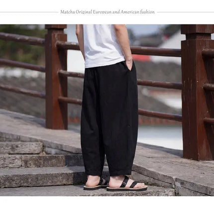 Pantaloni casual da uomo tinta unita primavera estate comodi e alla moda a gamba dritta, pantaloni giapponesi leggeri e sottili Harun a gamba larga