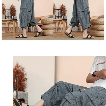 Pantaloncini Estivi da Uomo Taglie Forti in Cotone Comodi Stile Cinese Vintage Moda Casual Sportivi a Lanterna Taglie Grandi fino alla 8XL