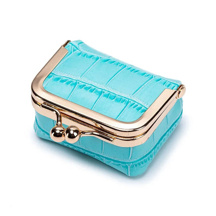 Crocodile Patterned Kiss Lock Coin Purse Square Genuine Leather Leather Jewelry Bag Mini Multifunctional Small Item Bag Storage PlatiNum