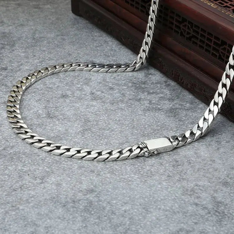 100% S925 Collana in argento sterling Bracciale Punk S925 Gioielli in argento Non sbiadisce mai Carry certificato Uomo Donna Gioielli Regali platinumshop
