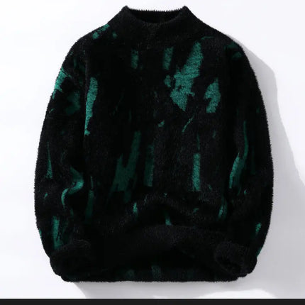 Men Round Neck Pullovers Long Sleeve Jumpers Print Knitted Sweater Slight Strech Regular Casual Simple Thick Winter 2025