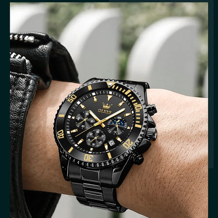 OLEVS Men's Classic Watches with Date Waterproof Luminous Luxury Big Dial Men's Wrist Dress Stainless Steel Men Watch