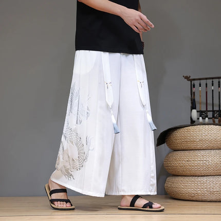 Pantaloni Larghi da Uomo Streetwear con Stampa Drago, Pantaloni Harem Casual, Pantaloni da Jogging Vintage, Nuovi Pantaloni Primaverili ed Estivi