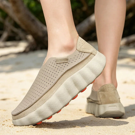 Mocassini da Uomo per Camminata all'Aperto, Scarpe Casual alla Moda, Scarpe da Passeggio in Pelle Morbida, Calzature Traspiranti per Guida, Mocassini Morbidi