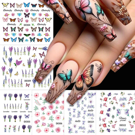 30sheets White Flower Nail Art Stickers 3D Rhinestones Floral Nail Decals 5.5*6.5cm Self Adhesive White Flower Nail Decorations
