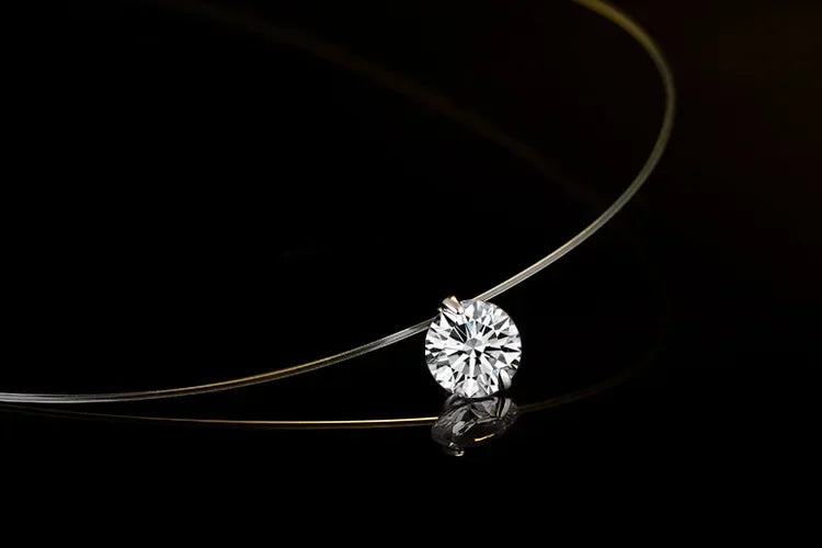 1ct Moissanite diamante S925 argento sterling invisibile trasparente lenza clavicola collana a catena gioielli da donna PlatiNum