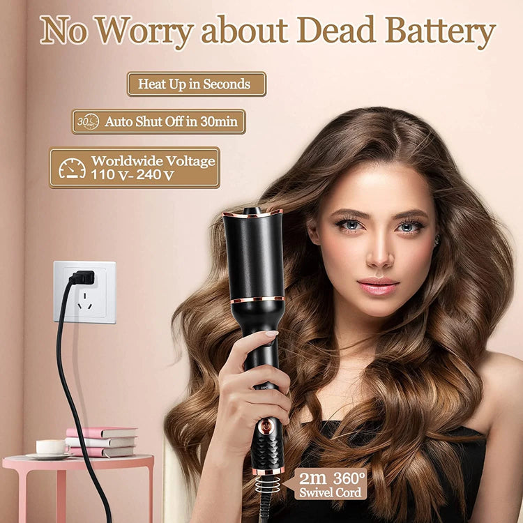 Automatic Hair Curler-123, Auto Hair Curling Iron Ceramic Rotating Air Curler, Air Spin Wand Styler Curl Machine Magic Hair Curler Portable