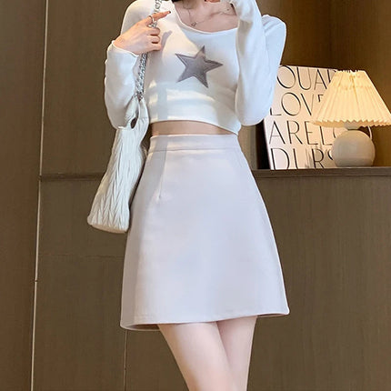 Autumn Winter Anti-Exposure Woolen Mini Skirt Women Korean College Style Short Skirts New Thicken Warm High Waist A-Line Skirt PlatiNum