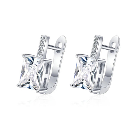 Orecchini in argento sterling 925 gioielli di alta qualità retrò modello semplice orecchini con zirconi bianchi viola vendita calda platinumshop