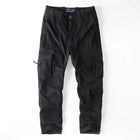 American Style Men's Heavyweight Cotton Cargo Pants Multi-Pocket Casual Loose Straight-Leg Work Trousers Outdoor Jogger Pants