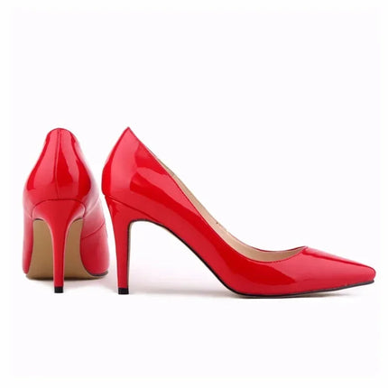 Décolleté da donna di grandi dimensioni Tacchi alti classici a punta Tacchi a spillo sexy da 9 cm Scarpe da festa di nozze rosse da donna eleganti e confortevoli platinumshop