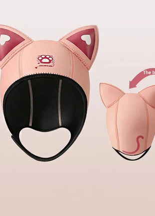 Cappuccio da sub con orecchie di gatto Cappuccio da muta in neoprene da 3 mm Cuffia da nuoto da donna carina per il surf Snorkeling Sport acquatici Cappello da sub da surf