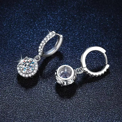 925 Sterling Silver 1 Carat Moissanite Round Earrings for Women Luxury Evening Style PlatiNum