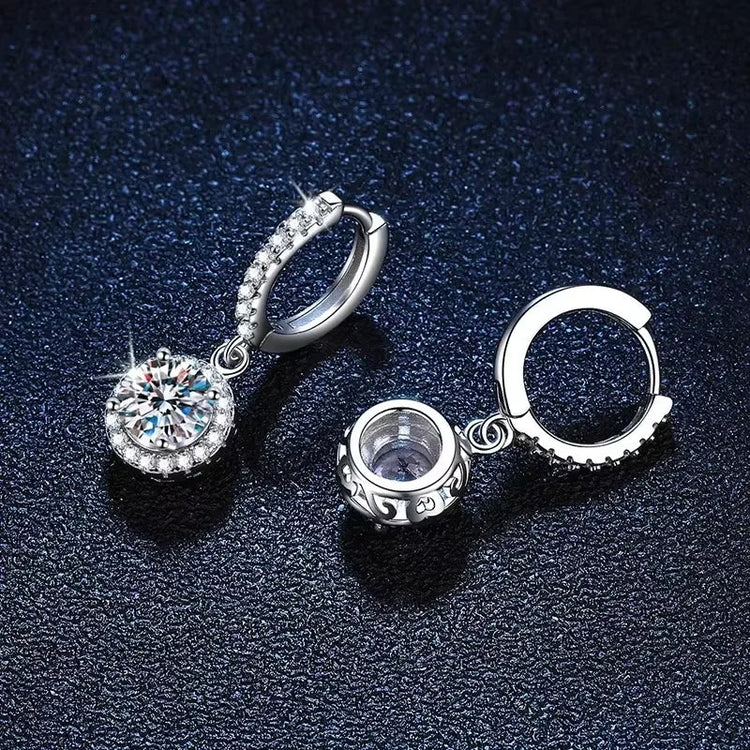925 Sterling Silver 1 Carat Moissanite Round Earrings for Women Luxury Evening Style PlatiNum