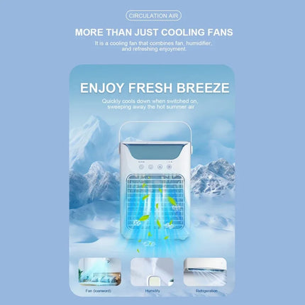 Condizionatore d'aria portatile USB, mini ventilatore rinfrescante, 3 velocità, serbatoio acqua da 650 ml, umidificatore spray, raffrescatore evaporativo silenzioso da tavolo, ventilatore portatile personale, ricaricabile, p