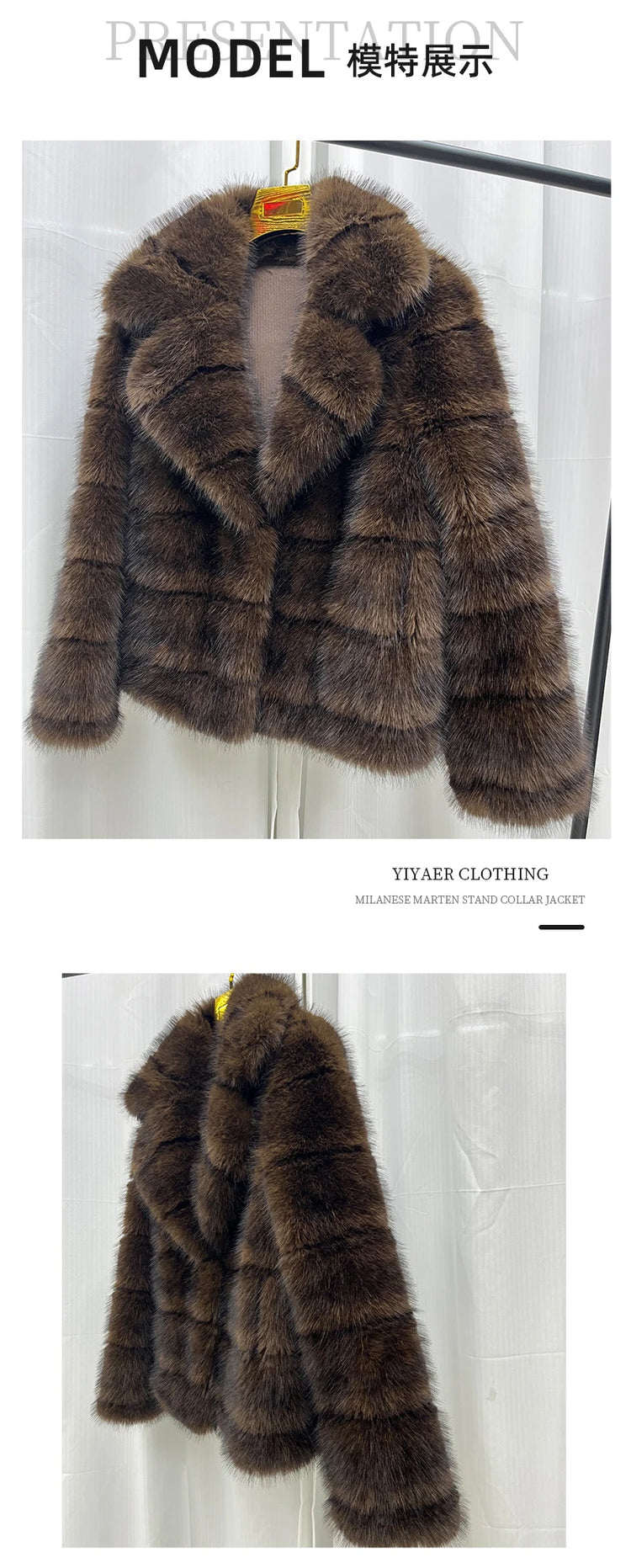 ZADORIN Luxury Woman Brown Mink Fur Coats Elegant Long Sleeve Fluffy Warm Faux Fur Coat Woman Loose Fur Jacket Winter Outerwears