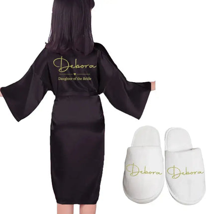 Personalizza Nome Data Ragazza di fiori Kimono Vestaglie Accappatoi da sposa Pigiama Abito per bambini + cintura Camicia da notte Brial Party Kid Robe platinumshop