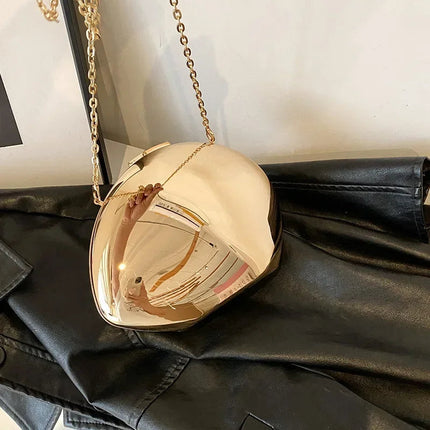 Designer Acrylic Shell Shape Clutch Bag Gold Silver Women Evening Party Bag Cute Shiny Metal Shoulder Crossbody Bags Small Purse PlatiNum
