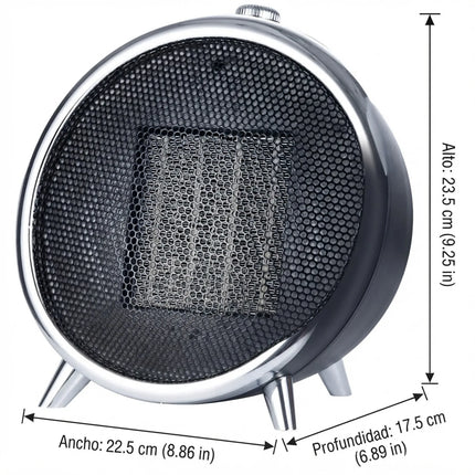 1500W Electric Ceramic Heater, 2 Power Levels, Adjustable Thermostat, Overheat and Anti-Tipping Protection, for Home and Office