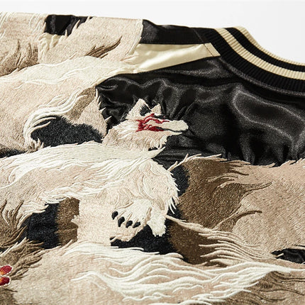 High Quality Japanese Style Nine-tailed Fox Embroidered Motorcycle Jacket Streetwear Harajuku Hip Hop Men Baseball Coat Autumn