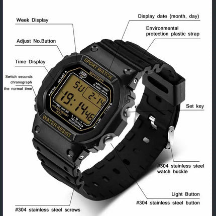 SANDA G Style LED Orologio digitale Unisex Antiurto Impermeabile Orologi sportivi Ragazzo Ragazza Cronometro Orologio elettronico a LED militare platinumshop