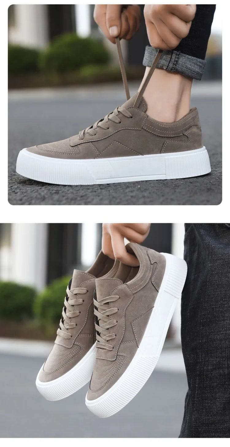 Men's Vulcanized Shoes Fashion Casual Sneakers Lace Up Platform Shoe High Quality Suede Casual Shoes for Men Sneakers Man Shoes