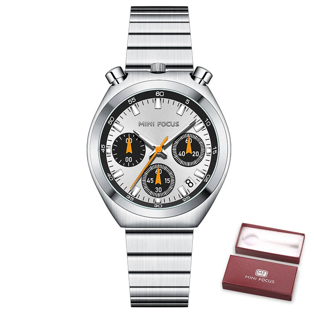 MINI FOCUS Orologio al quarzo verde argento per donna Orologio da polso cronografo con cinturino in acciaio inossidabile moda con lancette luminose Data 0491 platinumshop