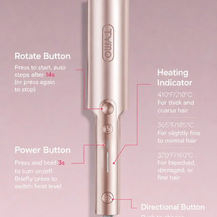 TYMO CURLPRO PLUS Auto Rotating Curling Iron Ceramic Curler, Anti-Scald, Anti-Tangle,32MM,600m Ion, Dual Voltage, for Women