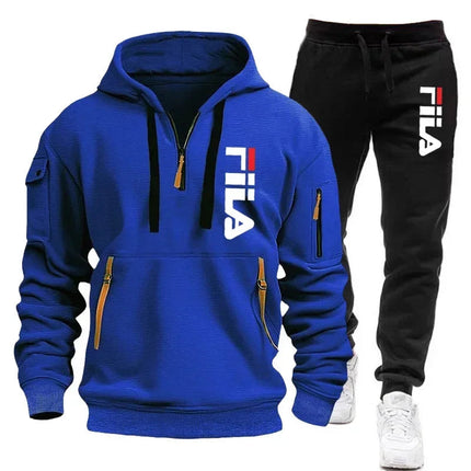Autumn and winter hot selling men's hooded sweatshirt+casual pants two-piece outdoor multi pocket pullover and sports pants set PlatiNum