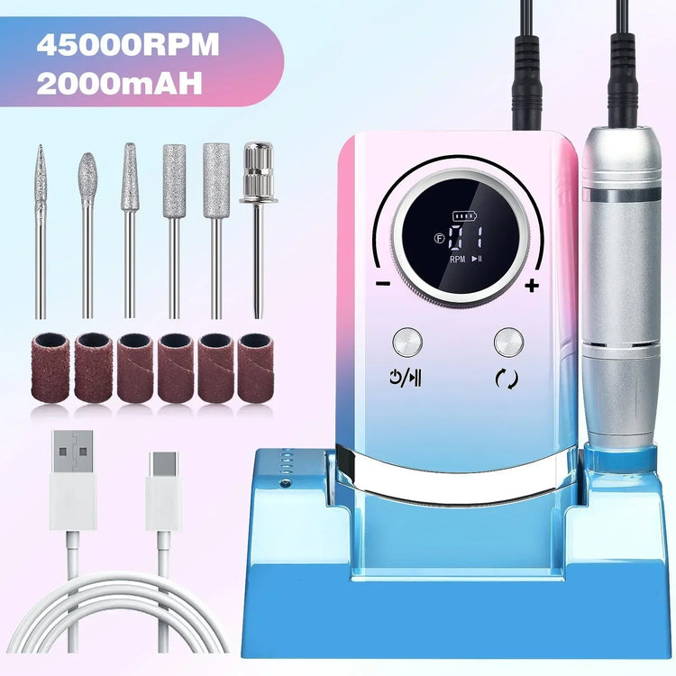Wireless Portable Rechargeable Electric Nail Polishing Machine New Cordless Nail Surface Polisher Gel Nail Remover Professional Home Salon Manicure Pedicure Care Tool For DIY Nail Art Design