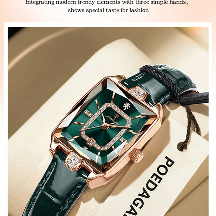 POEDAGAR Rettangolo Orologi da donna di lusso Impermeabile Data Orologio da donna in pelle Elegante orologio da polso da donna al quarzo moda Reloj regalo platinumshop
