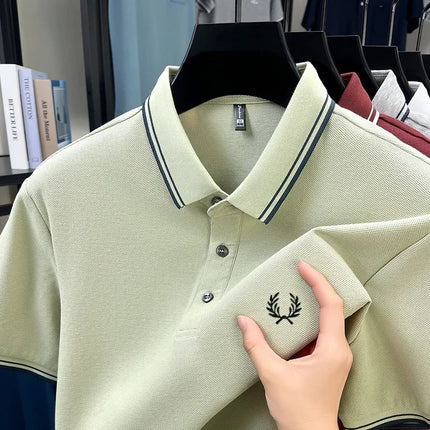New men's short-sleeved polo shirt, 100% pure cotton, embroidered, fashionable, breathable, comfortable, and versatile.