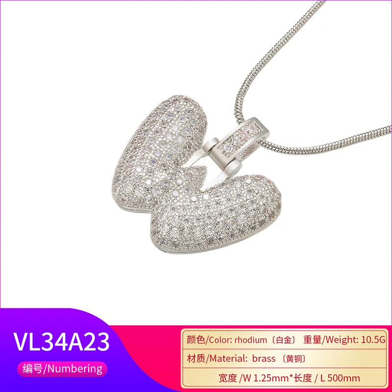 ZHUKOU Colore argento Bubble lettere iniziali collane 26 lettere pendenti collane per le donne Ottone CZ Gioielli all'ingrosso VL34